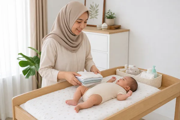 Evde bebek bakım rutini ve sakin refakat anı